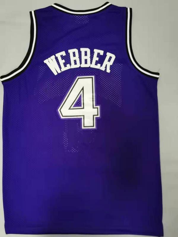Cheap Men Sacramento Kings 4 Webber Purple Throwback Gourmet mesh NBA Jersey